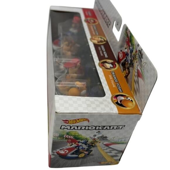 Hot Wheels Mario Kart 4-Pack: Mario, Diddy Kong, Donkey Kong, Orange Yoshi - NEW - Picture 2 of 9